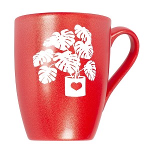 Elanze Designs Botanical Foliage Nature Coffee Cup Mug 10 Ounce Ceramic With Shimmery Metallic Finish Elegant Minimalist Monstera in Heart Planter - 1 of 4