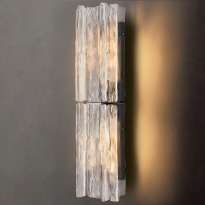 CityFurn Modern 30" Gold Large Clear Glass Wall Sconces with Water Ripple - 1 of 4