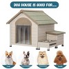 Outdoor Fir Wood Dog House,Elevated Feeding Station With Storage Box And 2 Bowls,Open Roof,Dog House For Small To Medium Dogs-Cuddlewood - 3 of 4