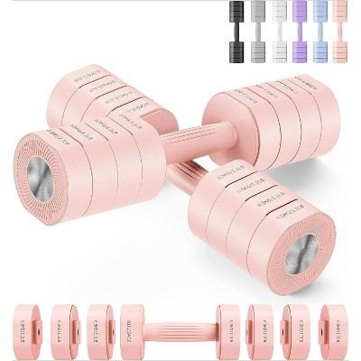 4-in-1 Adjustable Dumbbell Set for Women, 2.2-8.8LB Macaron Colored Weights with Anti-Slip Grip, Home Gym