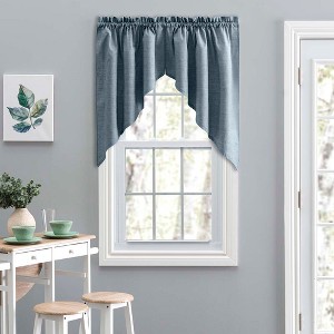 Ellis Lisa Solid Color Poly Cotton Duck Fabric Tailored Swag 56"x36" Dusty Blue - 1 of 4