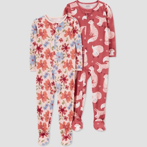 Carter's Just One You®️ Toddler Girls' 2pk Fox And Floral Footed Pajama -  Pink 18m : Target