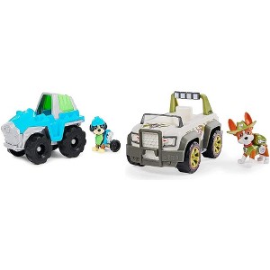 Paw Patrol, Tracker’s Jungle Cruiser & Paw Patrol, Rex’s Dinosaur Rescue Vehicle with Collectible Action Figure Bundle - 1 of 3