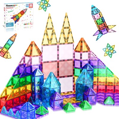 PICASSO-TILES Magnetic Tiles, Educational Building Blocks, Stem Toy for Kids, Travel Size, 30pcs