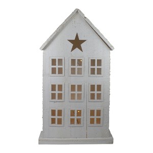 Northlight Snow Covered Rustic Wooden Christmas House - 30" - White - 1 of 4