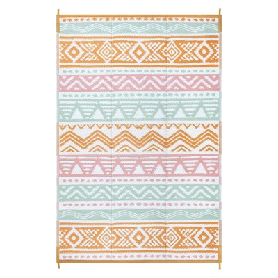 Lahome Waterproof Outdoor Back to College Series Reversible Boho Plastic Straw Mat for Patio,Balcony,Deck