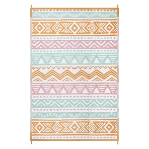 Lahome Waterproof Outdoor Back to College Series Reversible Boho Plastic Straw Mat for Patio,Balcony,Deck - 1 of 4