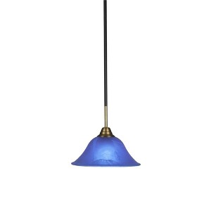 Toltec Lighting Paramount 1 - Light Pendant in  Matte Black/Brass with 10" Blue Italian Shade - 1 of 1