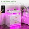 Vlsrka LED Nightstand with USB & Wireless Charging, Auto Sensor RGB Lights, 2 Drawers, Modern White Bedside Table for Bedroom Furniture - 3 of 3