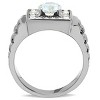 Slickblue Men's Polished Stainless Steel Ring, Clear CZ Center, Round Band Style, No Plating, Sizes 9-13 - 3 of 4