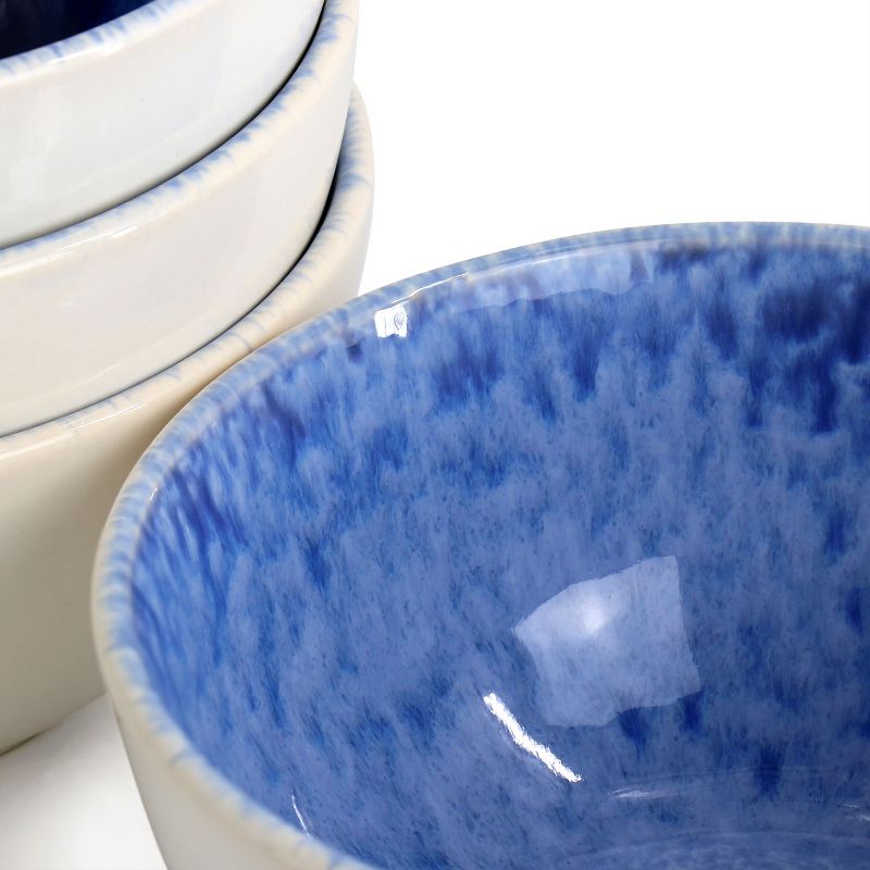 Meritage Kensington 8 Piece 6 Inch Reactive Glaze Stoneware Cereal Bowl Set in Mazarine Blue, 4 of 6