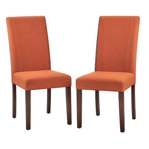 Set Of 2 Lizzy Parsons Dining Chairs Autumn Orange Buylateral High Back Rubberwood Frame Foam Padded Target