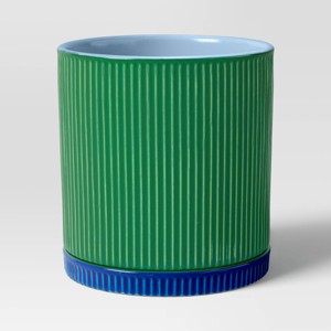 10% Recycled Ceramic Fluted Ribbed Planter with Shiny Glaze Finish - Room Essentials™ - 1 of 4