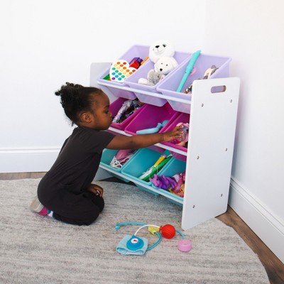 Kids' Multicolor Plastic and Wood Toy Storage Organizer