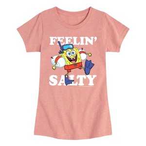 Girls' - SpongeBob SquarePants - Feelin Salty Fitted Short Sleeve Graphic T-Shirt - 1 of 4
