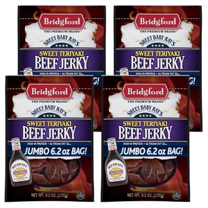 Bridgford Sweet Baby Ray’s Beef Jerky Sweet Teriyaki 6.2 oz - High Protein Beef Jerky Teriyaki for On the Go Snacking and Busy Lifestyles - 1 of 4