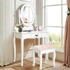 Tangkula Bathroom Vanity Wood Makeup Dressing Table Stool Set Jewelry Desk W/Drawer &Mirror White - 2 of 4