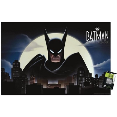 Trends International DC Batman: Caped Crusader - Skyline Key Art Unframed Wall Poster Print Clear Push Pins Bundle 22.375" x 34"