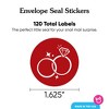 Big Dot of Happiness Cherry Red Wedding Envelope Seal Stickers, Round Circle Stickers to Seal Cards, Announcement Envelope Seals - 120 Count - 3 of 4