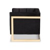 Ambra Velvet Fabric Upholstered and Button Tufted Armchair Black/Gold - Baxton Studio: Luxurious Polyester, No Assembly Required - 3 of 4