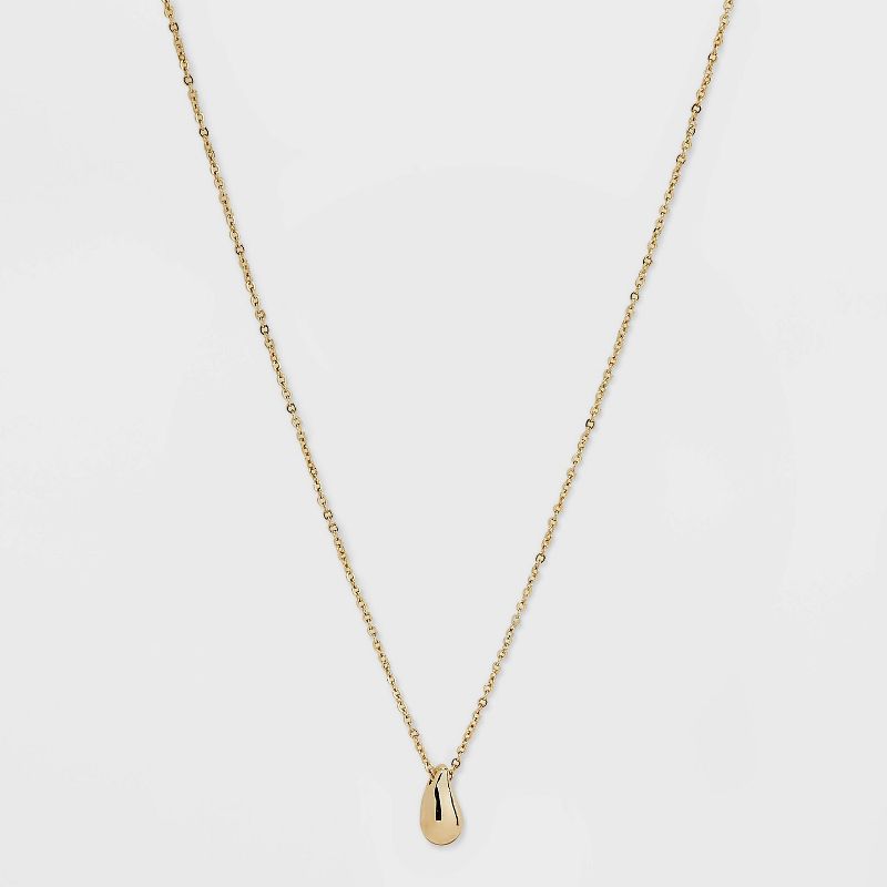 Teardrop Pendant Necklace - A New Day™ Gold: Brass Chain with Lobster Claw Clasp, 17" Length, 3" Extender