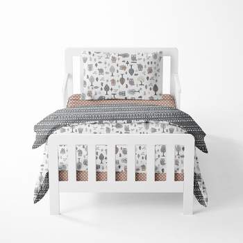 Bacati - Owls in the Woods Beige/Gray 4 pc Toddler Bedding Set