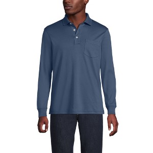 Lands' End Men's Long Sleeve Cotton Supima Polo Shirt with Pocket - 1 of 3