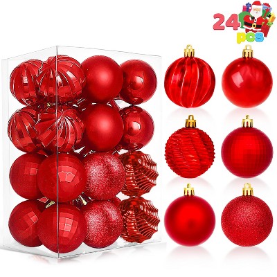 Joyfy 24 Pcs Red Christmas Balls Ornaments Set, Christmas Tree Decorations Indoor, 2.36" Shatterproof Hanging Balls for Tree & Wreath Xmas Decor