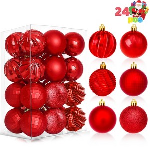 Joyfy 24 Pcs Red Christmas Balls Ornaments Set, Christmas Tree Decorations Indoor, 2.36" Shatterproof Hanging Balls for Tree & Wreath Xmas Decor - 1 of 4