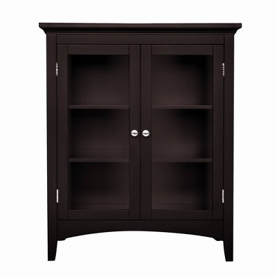 Teamson Home Contemporary Floor Storage Cabinet with Glass Doors Espresso Brown - Elegant Home Fashions