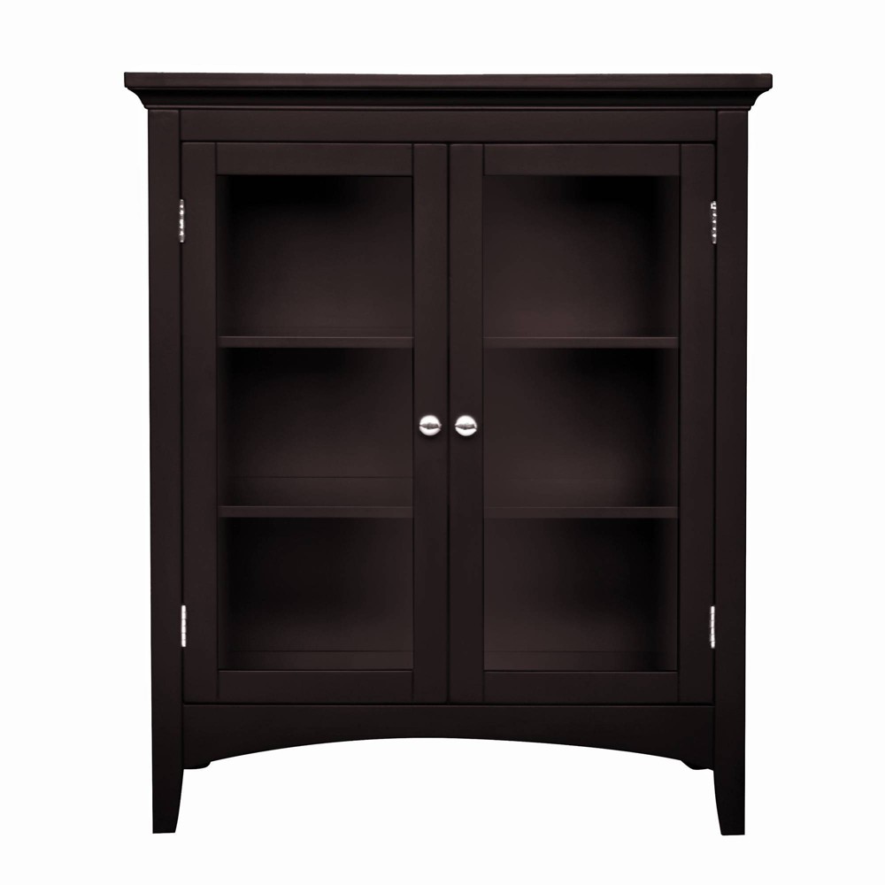 Photos - Wardrobe Teamson Home Contemporary Floor Storage Cabinet with Glass Doors Espresso