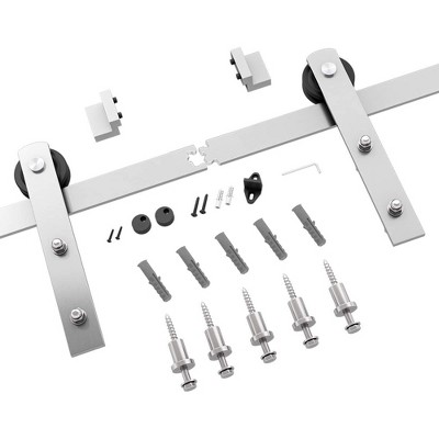 SMARTSTANDARD Brushed Nickel Interior Sliding Barn Door Hardware Kit, Heavy Duty Track with I-Shape Hangers (Door Not Included)