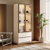 ATJafurn 23.6'' White China Cabinet Lighted Dining Cabinet Display Cabinet With Glass Doors and Drawers and LED Light For Living Room Dining Room - 2 of 4
