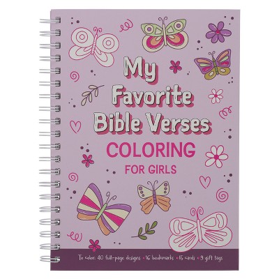 Coloring Book Favorite Bible Verses for Girls Wirebound - (Spiral Bound)