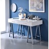 Gulches White High Gloss Writing Desk with Chrome Finish ¨C Built-in USB Port, 2 Drawers, Sturdy Metal Base for Home/Office - 3 of 4