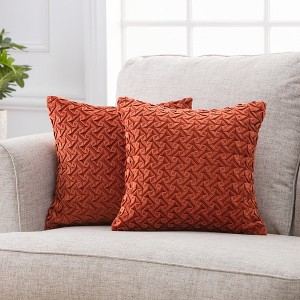 Chanasya Pleated Textured Velvet Throw Pillow Cover - 2-Piece Set - 1 of 4