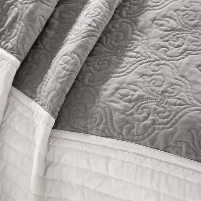 Black and Ivory Full Microfiber Reversible Quilt Set