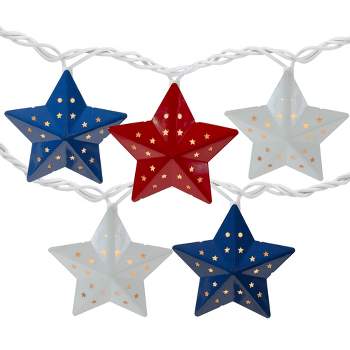 Northlight 10-Count Red and Blue Fourth of July Star String Light Set, 7.25ft White Wire