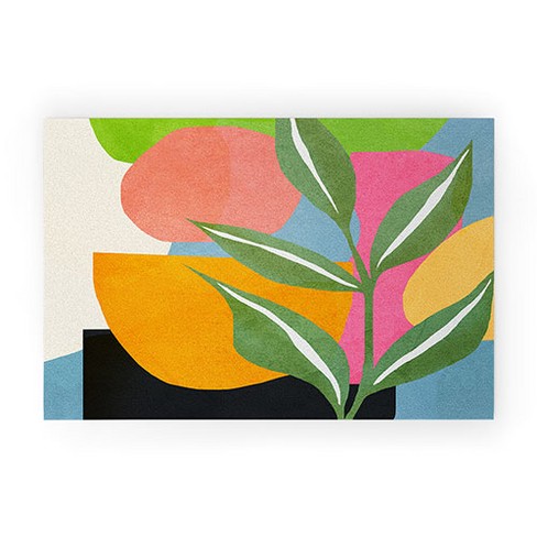 Nadja Minimalist Abstract Leaves 1 Small Welcome Mat - society6