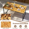 Tangkula 3 PCS Outdoor Dining Set for 6 w/Acacia Wood Tabletop Metal Frame Umbrella Hole - 4 of 4