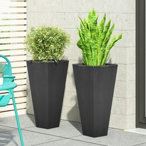 Christopher Knight Home Ella Outdoor Modern Cast Stone Planters (Set of 2) - 1 of 4