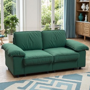 VASIP 78" Black Faux Leather Loveseat,Compact Sofa with Hidden Storage for Small Apartment, Living Room - 1 of 4