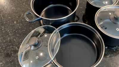 Sleek 7-Piece Black Carbon Steel Non-Stick Cookware Set