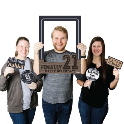 Big Dot of Happiness Finally 21 - Birthday Party Selfie Photo Booth Picture Frame & Props - Printed on Sturdy Material