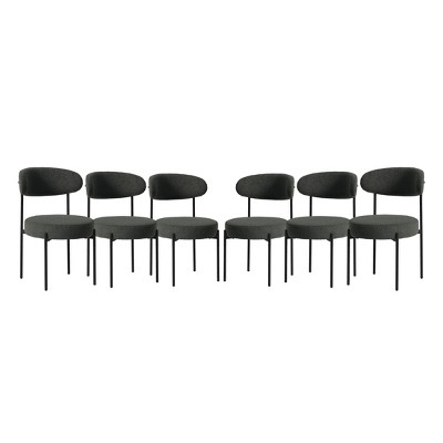 WestinTrends Alexandria Mid-Century Modern Upholstered Faux Shearling Round Dining Chairs