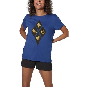 Harry Potter Diamond Lion Raven Snake And Badger Women's Loose T-Shirt - 1 of 4