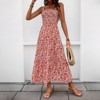Womens Summer Maxi Dress Sleeveless Floral Spaghetti Strap Smocked Boho Beach Long Dress - 2 of 4