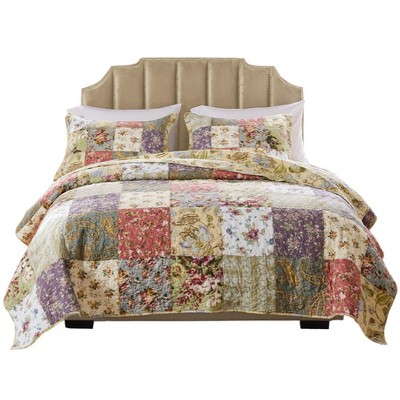 Greenland Home Fashion Blooming Prairie Quilt & Sham Set 2-Piece, Multicolor - Twin