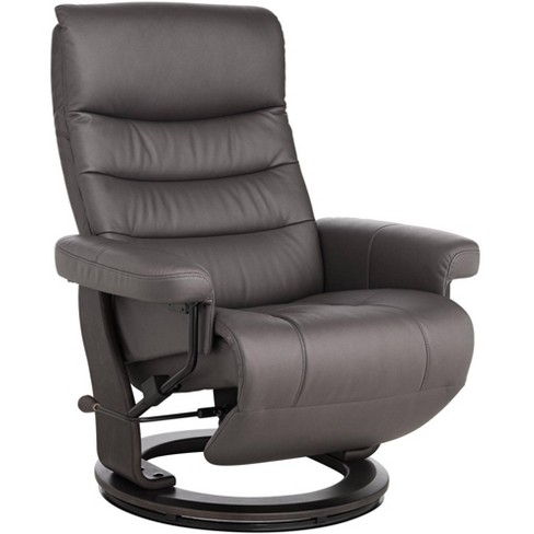 Grey leather best sale swivel recliner chair