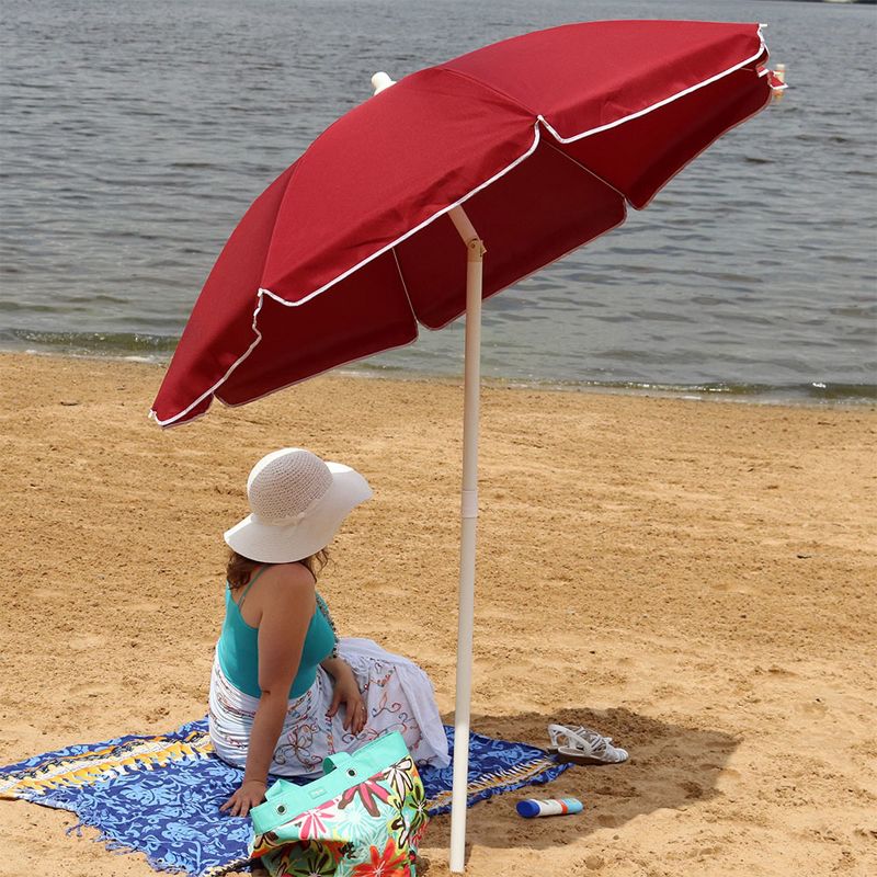 Sunnydaze Outdoor Travel Portable Beach Umbrella with Tilt Function and Push Open/Close Button - 5', 6 of 16